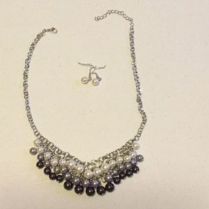 Purple and pearl necklace set